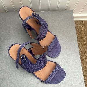 Chunk heel fun blue color shoes.